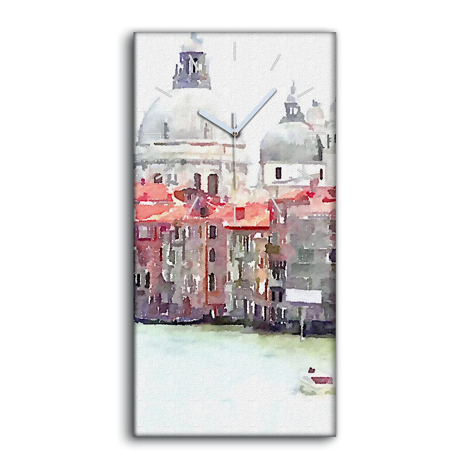 Horloge sur Toile Venise Italie 30x60 Art Mural Haut de Gamme aux Mains Blanches