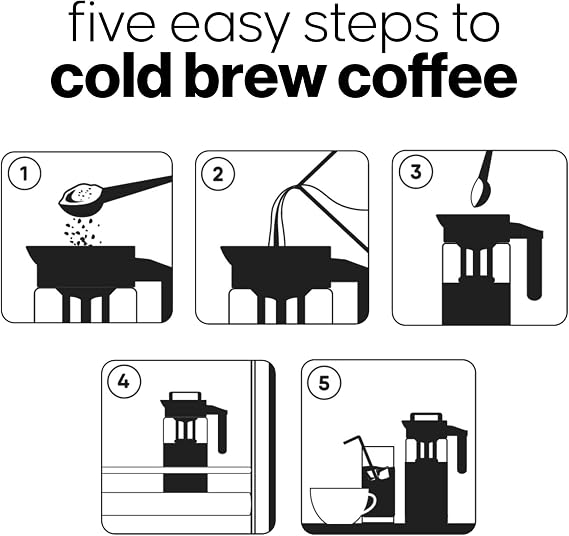 COFFEE BEAR Panda soğuk demlenmiş kahve için kahve makinesi – 1,3 l cam sürahi kolay temizlenir, tekrar kullanılabilir kumaş filtreli ve kaymaz tabanlı