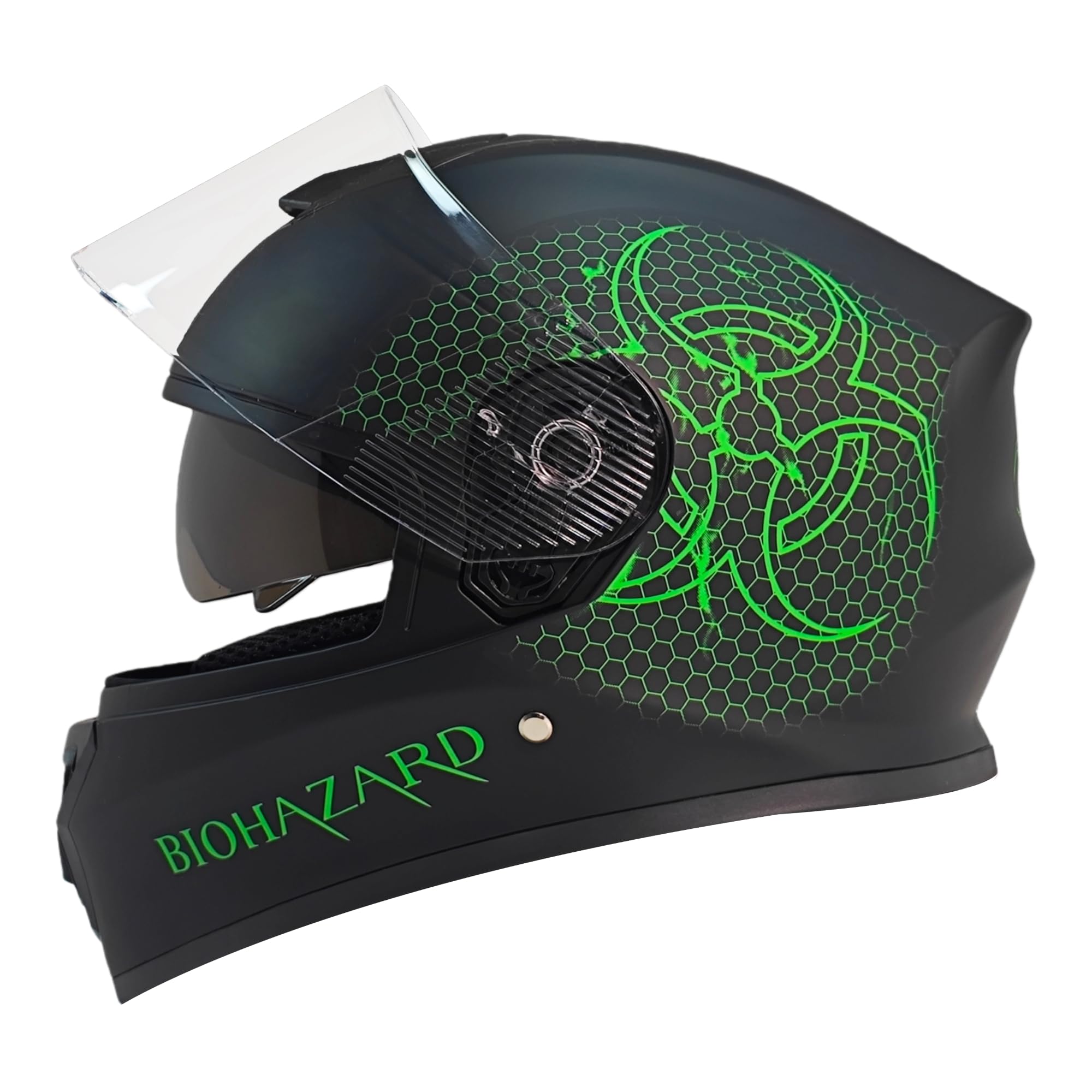 Kinder Integralhelm Bio-Hazard AHP – Motorradhelm für Kinder, ABS-Schale, robuster Kinderhelm für Downhill, Quad und Motocross, grün
