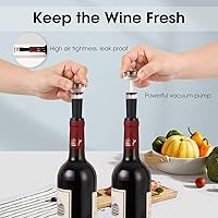 Vista 4 de Beneno Abridor de vino con tapón de silicona a prueba de fugas, sacacorchos de ala premium de aleación de zinc con abrebotellas multifuncional, Negro