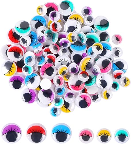 MIDELONG Googly Wiggle Eyes con pestañas, plástico autoadhesivo de varios colores para manualidades, calcomanías para ojos, álbumes de recortes,