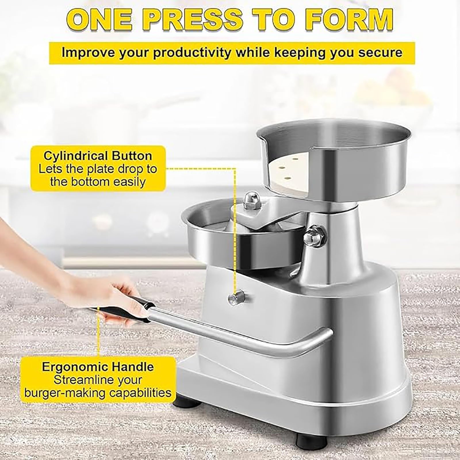 Commercial Burger Patty Maker, Manual Cookie Presses, Hamburger Press with 500 Pcs Patty Papers, Burger Forming Machine for Restaurant Kitchens, Food Processing Places(10cm)