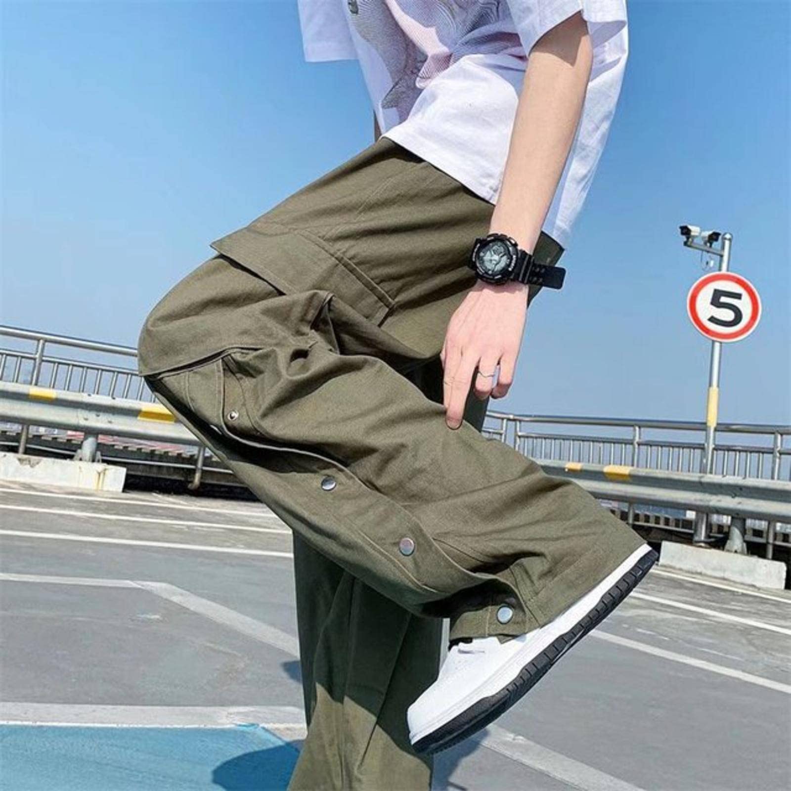 Amazon.co.jp: 女性テックウェアバギーカーゴパンツストレート 