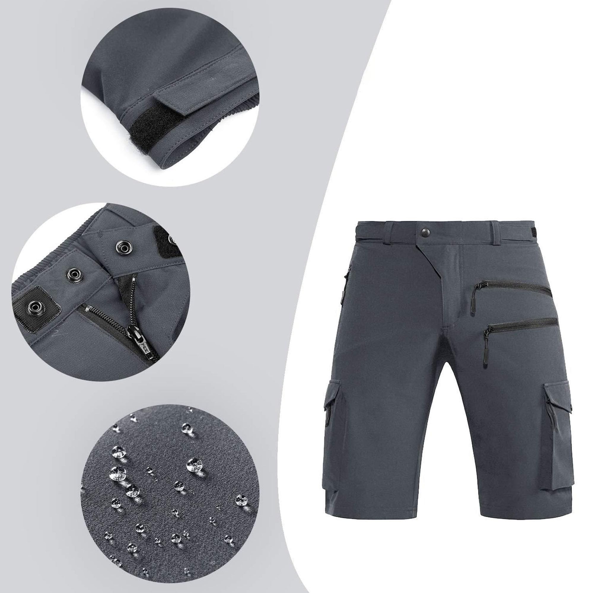 Herren Outdoor-Shorts, schnelltrocknend, leicht, kurze Sporthose mit Reißverschlusstaschen, Wandershorts für Herren