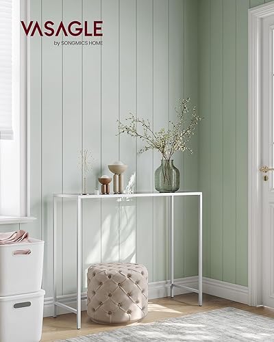 Miniatura 20 de VASAGLE ULGT026B01 - Mesa de consola de 39.4 pulgadas, mesa de sofá de vidrio templado, mesa de entrada moderna, marco de metal, fácil de montar,