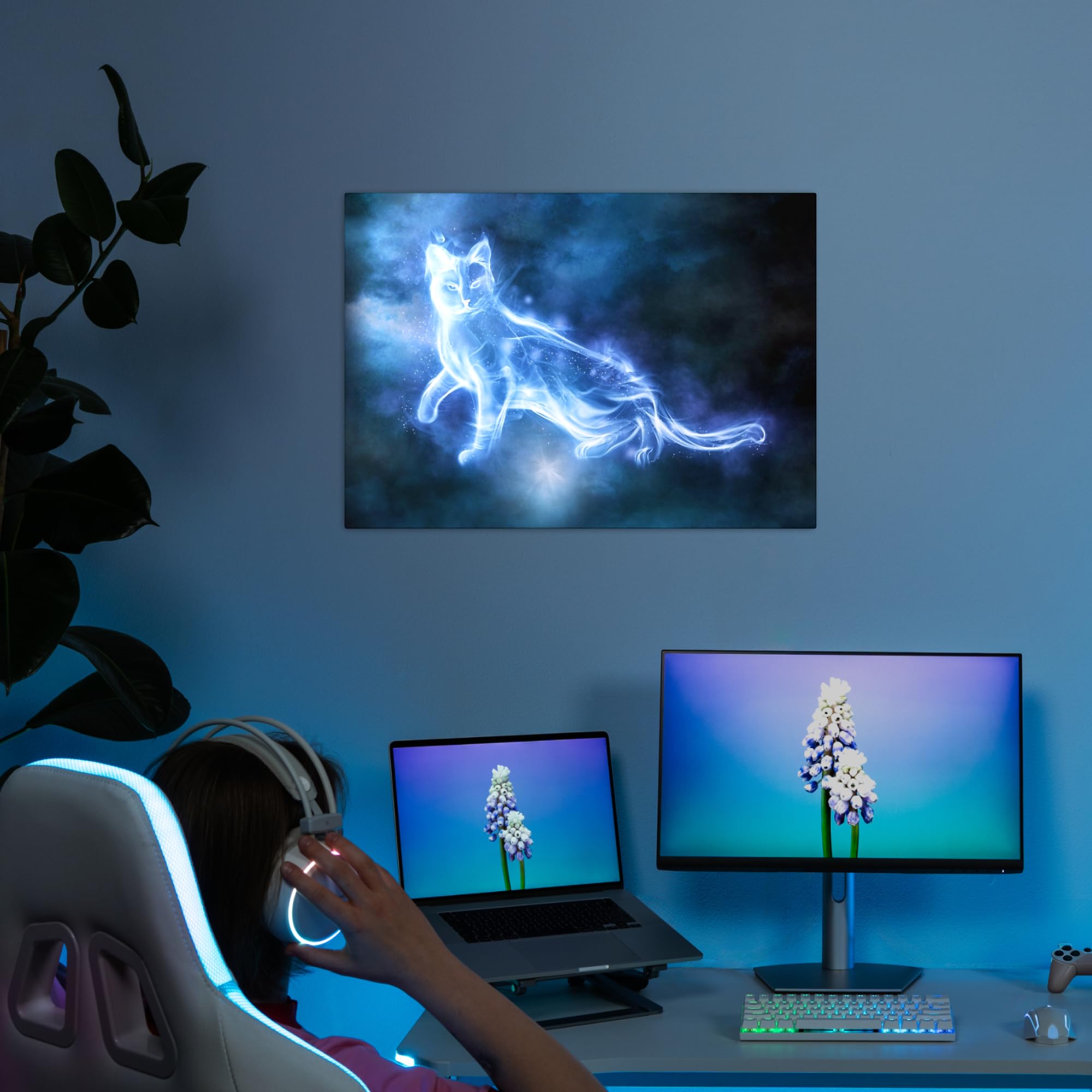 Displate Metallposter Wizarding World Cat Patronus Wanddeko Poster für Schlafzimmer Magnetische Befestigung 45 x 32 cm