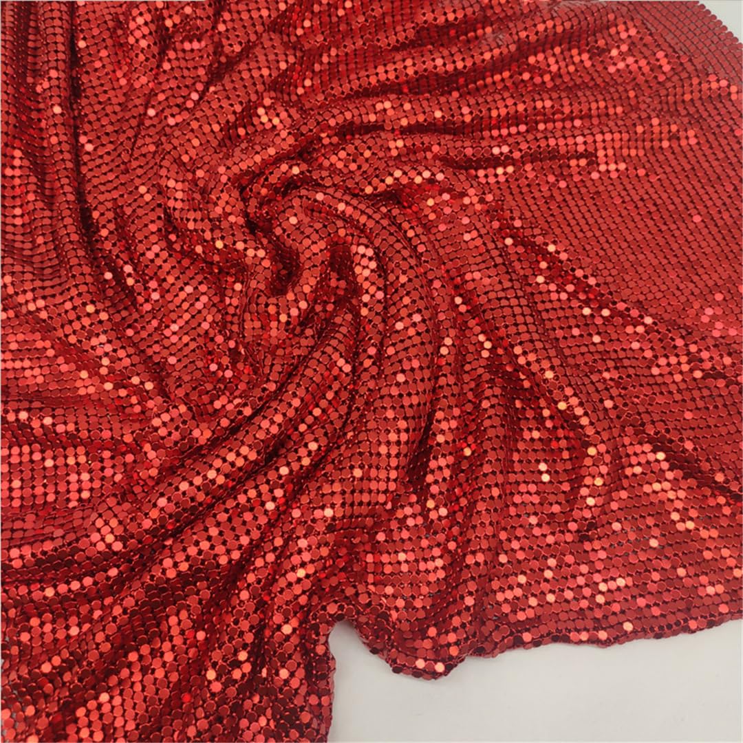 Tissu de maille paillettes en métal noir 45x19cm d'aluminium pour haute couture