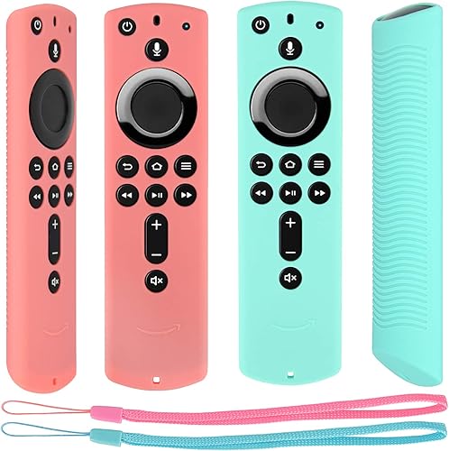 2 Pack Silicone Remote Cover Compatible with Fire TV Stick 4K Alexa Voice Remote Control, Lightweight Anti Slip Shockproof Protective Sleeve (Mint