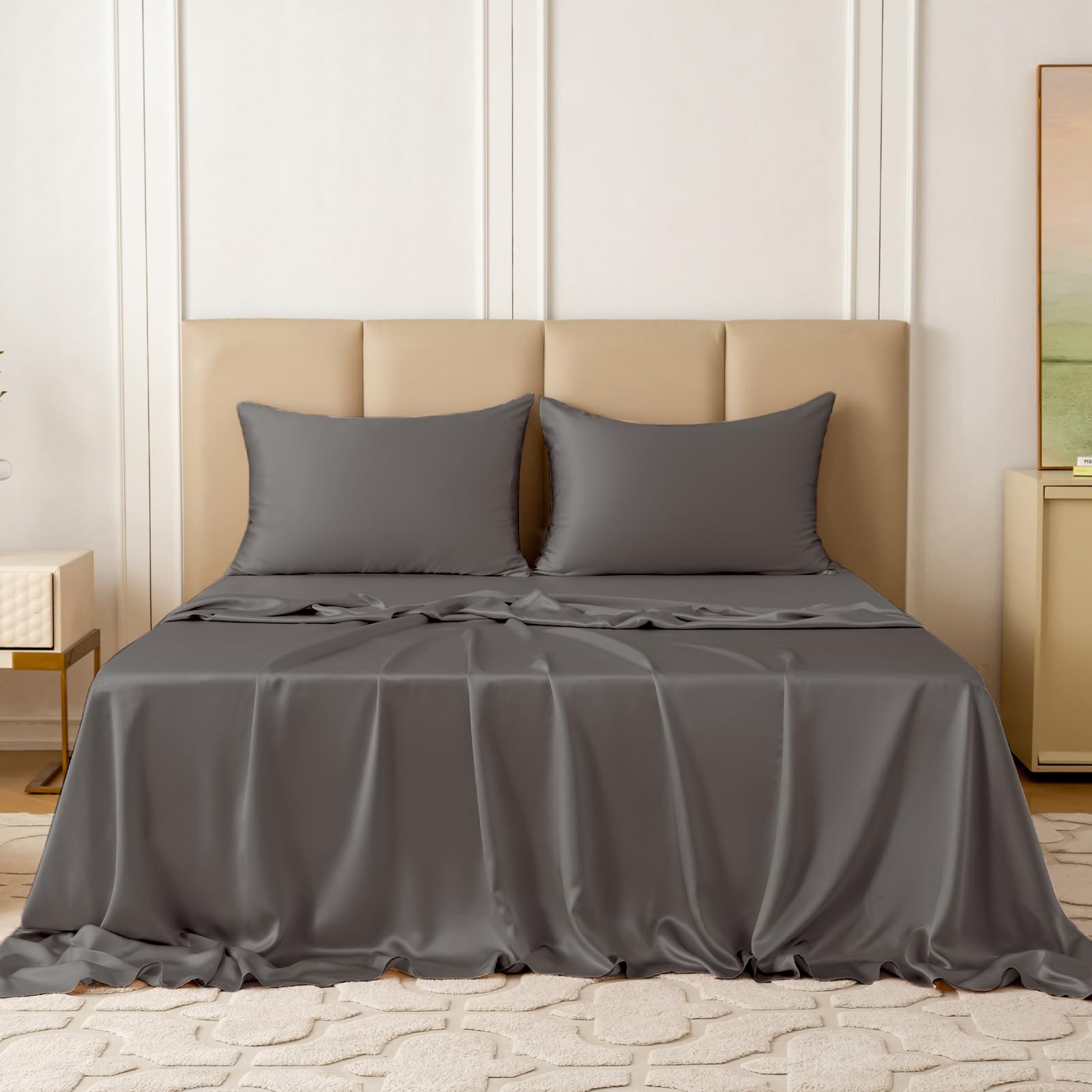 THXSILK Silk Sheet Set 4 Pcs 22 Momme 100 Top Grade Natural Mulberry Silk Bed Sheets Luxury Bedding