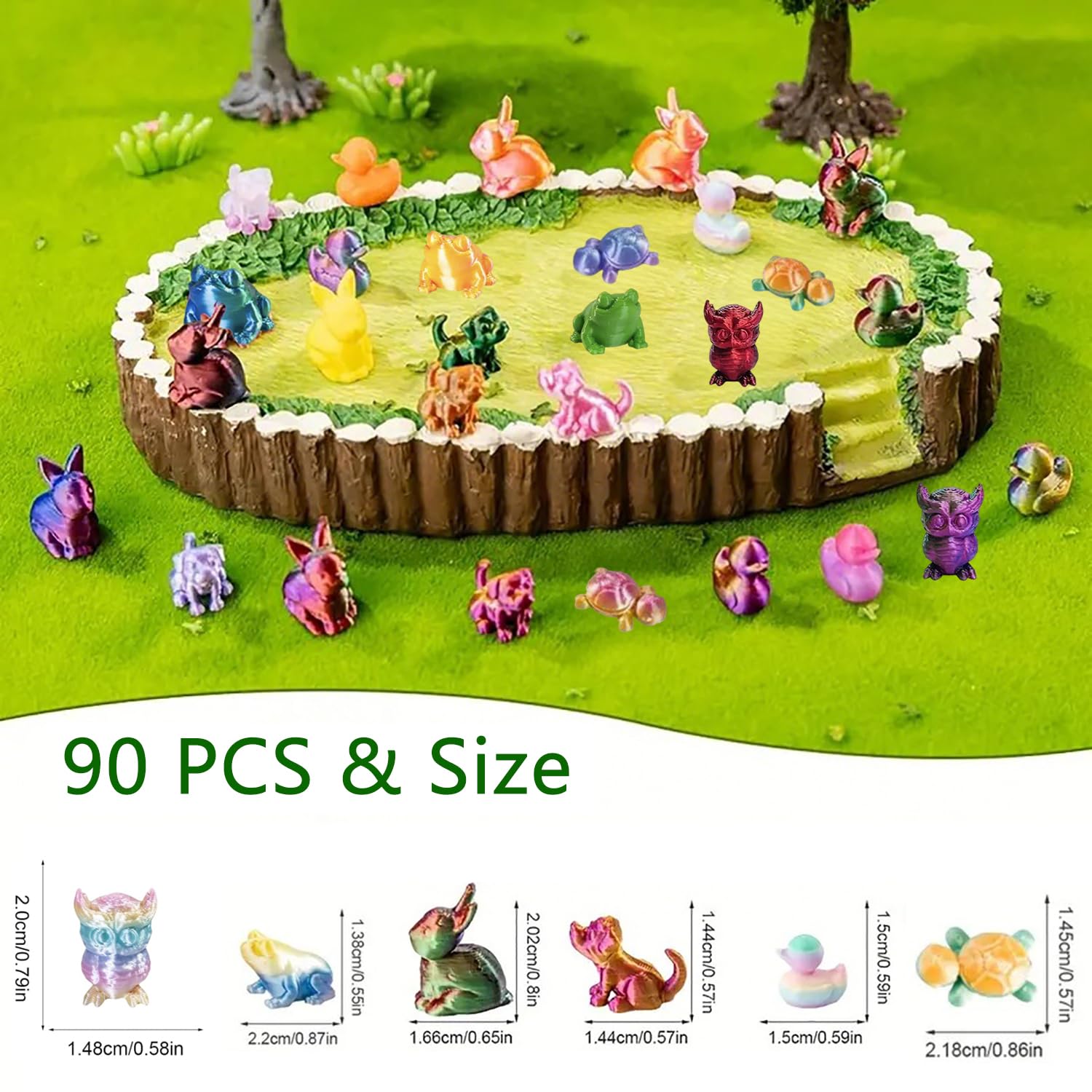 OrgMemory 3D Miniature Animals, 90Pcs, 6 Styles, Mini Animal Figurines, Suitable for Game Reward Creative Home, Party and Desktop Decor - Image 4