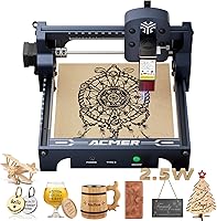 ACMER S1 2500mW Laser Engraver & Cutter - 130x130mm Area, 0.04mm Spot Precision for Wood, Acrylic, Metal, Glass