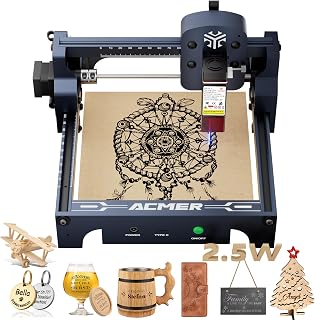 ACMER S1 2500mW Laser Engraver & Cutter - 130x130mm Area, 0.04mm Spot Precision for Wood, Acrylic, Metal, Glass