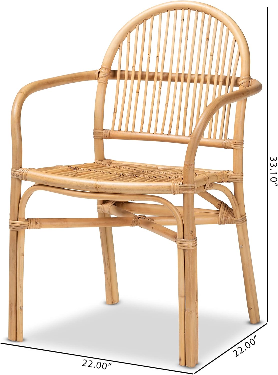 bali & pari Tugera Modern Bohemian Natural Rattan Dining Chair