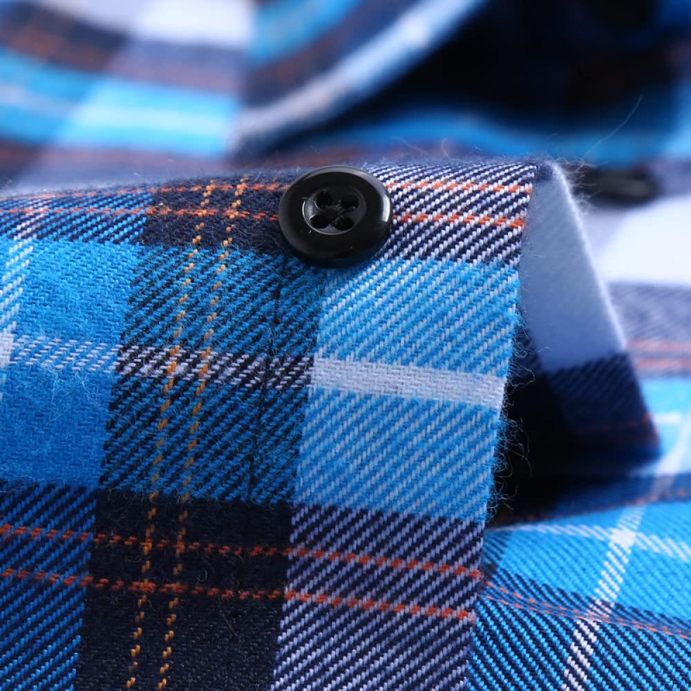 HGJH Herren Flanellhemd, Herren Langarm Flanellhemd Thermohemd Gitter Blaugrün Hemd Herren Holzfäller Bequem Karierte Hemdjacke Lässiges Arbeitshemd Für Herren Jungen