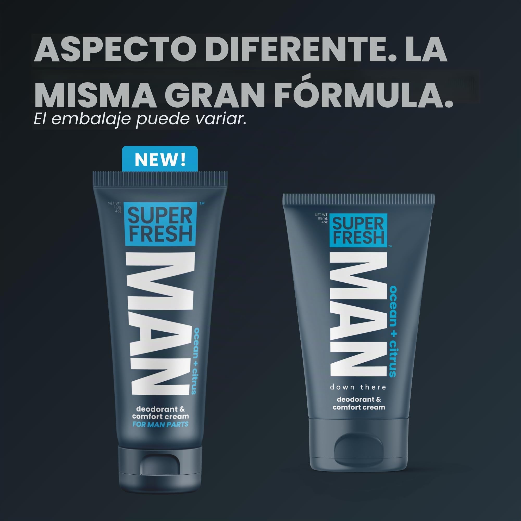 Super Fresh Man Parts Ball Deodorant for Men - Deodorizing Lotion with Aloe - Talc-Free, Paraben-Free, Aluminum-Free, CLEAR PROTECTION - 4 fl oz Tube