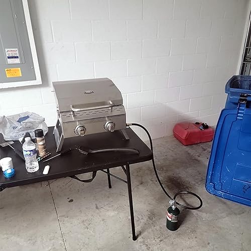 Miniatura 7 de MCAMPAS Regulador de gas propano de 1 libra de baja presión con manguera de 5 pies, tuerca de 38 pulgadas hembra para conversión de tuberías a la