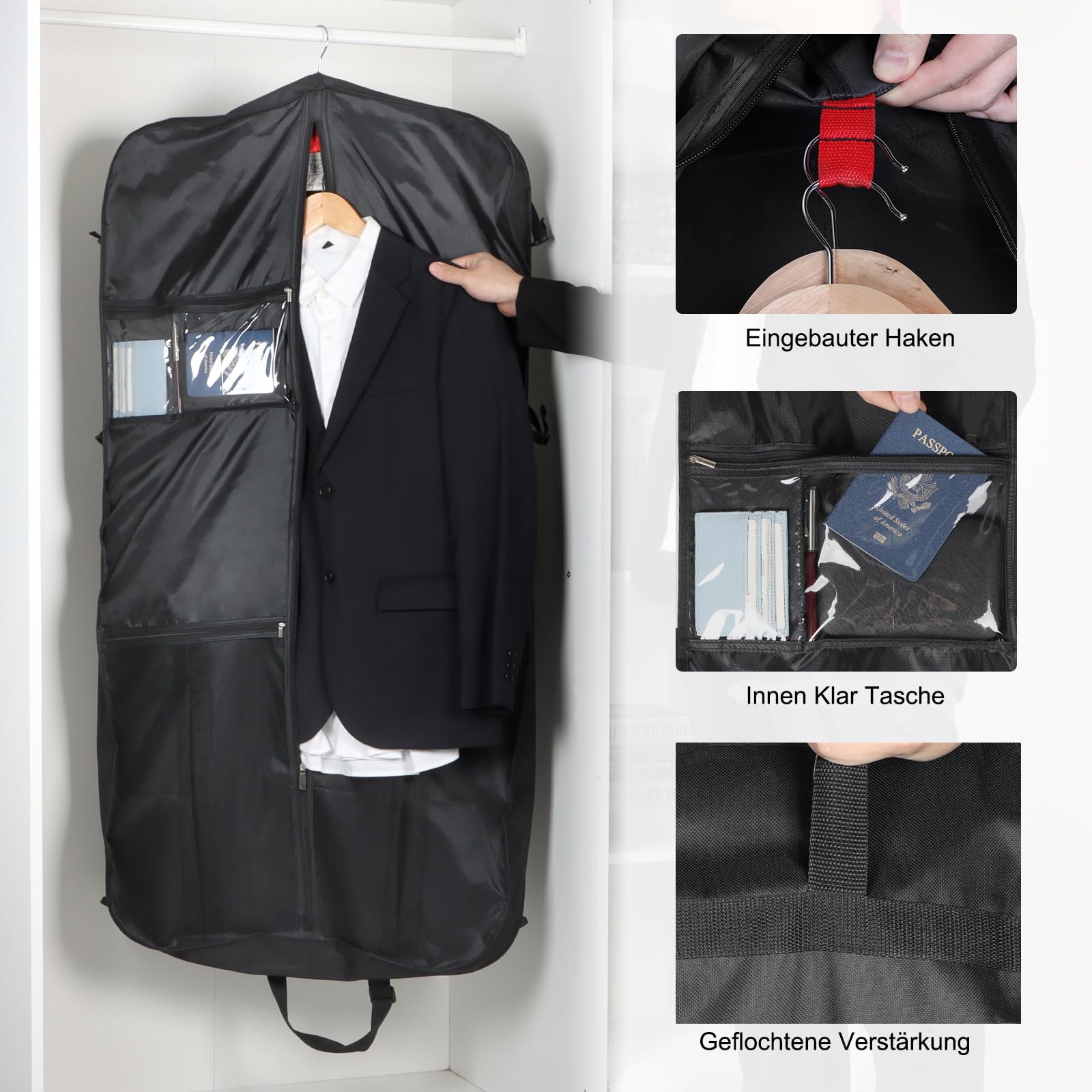 Univivi 16er Set Anzugtaschen – 101,6 Cm, Mit Sichtfenster & Ausweishalter