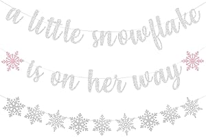 Silver Glitter Snowflake Baby Shower Banner