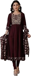 Aurelia Red Zari Embroidered Kurta, Palazzo and Dupatta Set