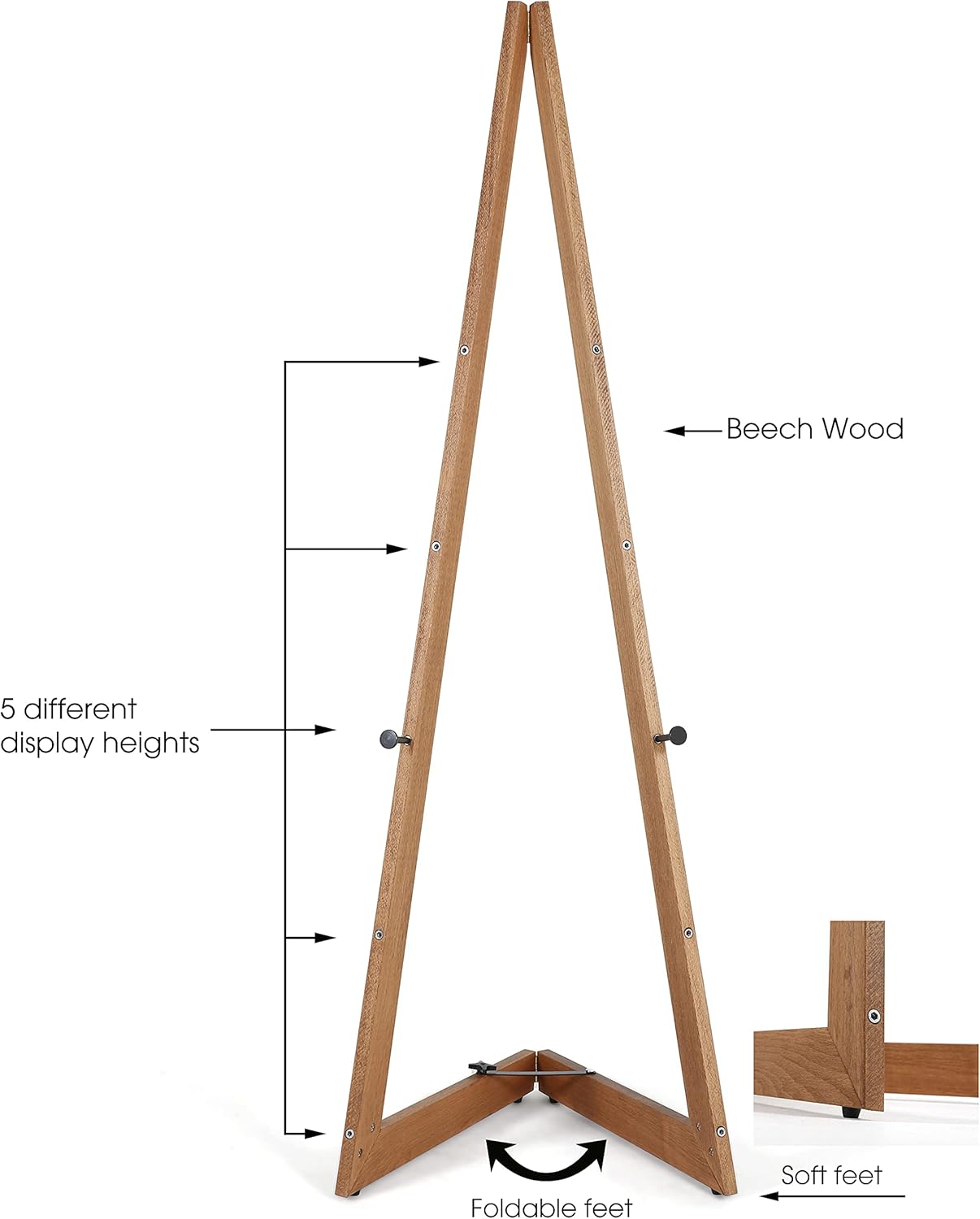 M&T Displays Wood Portable Easel, Foldable and Practical Solution for Presentation or Amateur Artwork, Canvas Sizes from B2, 19.69 x 27.83 inch up to A0, 33.11x46.81 inch (Dark Wood, 59)