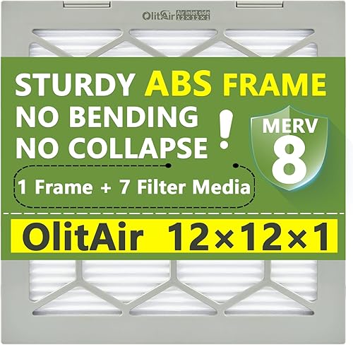 Miniatura 10 de Filtro de aire MERV 8 de 20 x 25 x 1, filtro de aire para horno de CA, marco de plástico ABS reutilizable, paquete de 7 filtros reemplazables