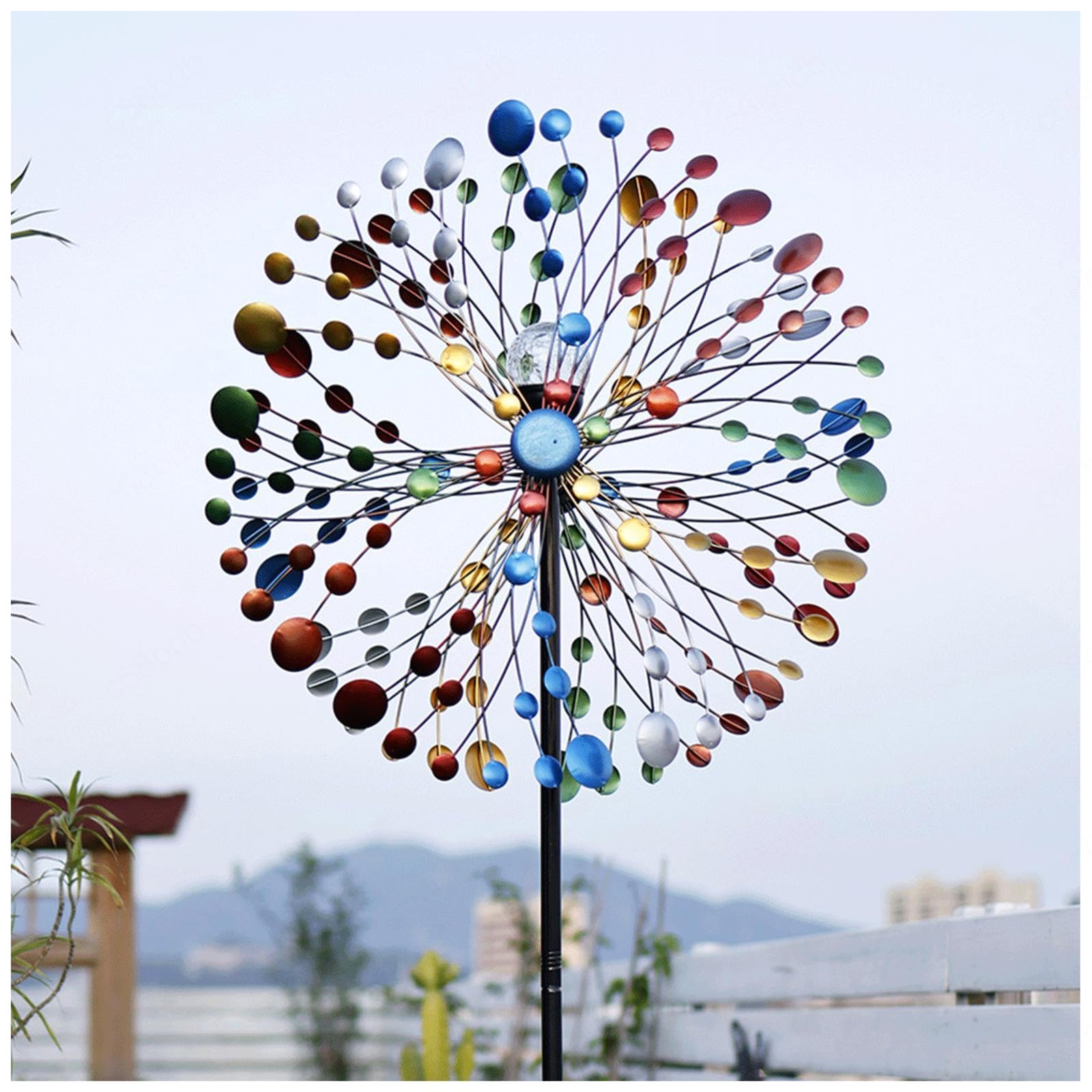 Spinner à vent solaire pour cour et jardin avec sculpture cinétique