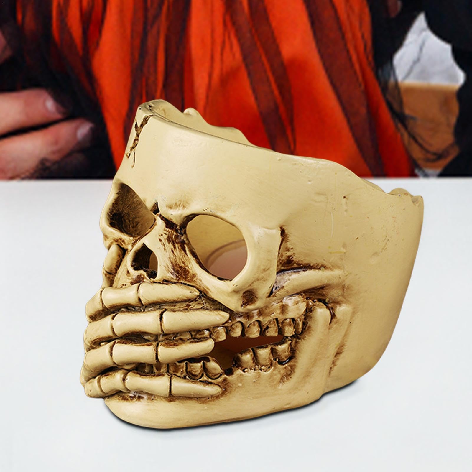 Set Di 4 Portacandele A Forma Di Teschio – Decorazioni In Resina Per Halloween, Casa Infestata, Scenografia - 3