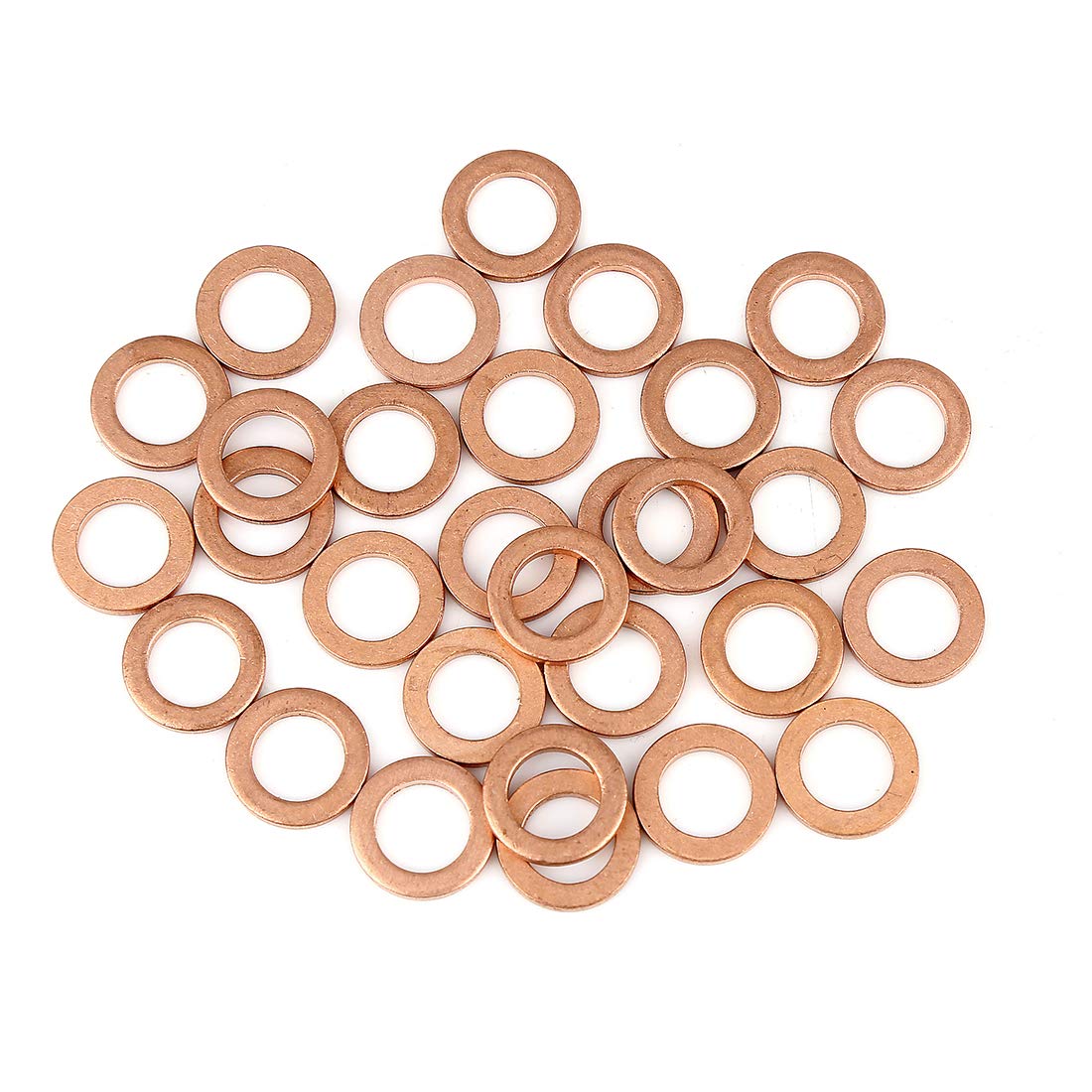 X AUTOHAUX Copper Washer Flat Sealing Gasket Ring for Car 8 x 12 x 1.5mm 30pcs, Rose Gold Tone, 16*20*1mm