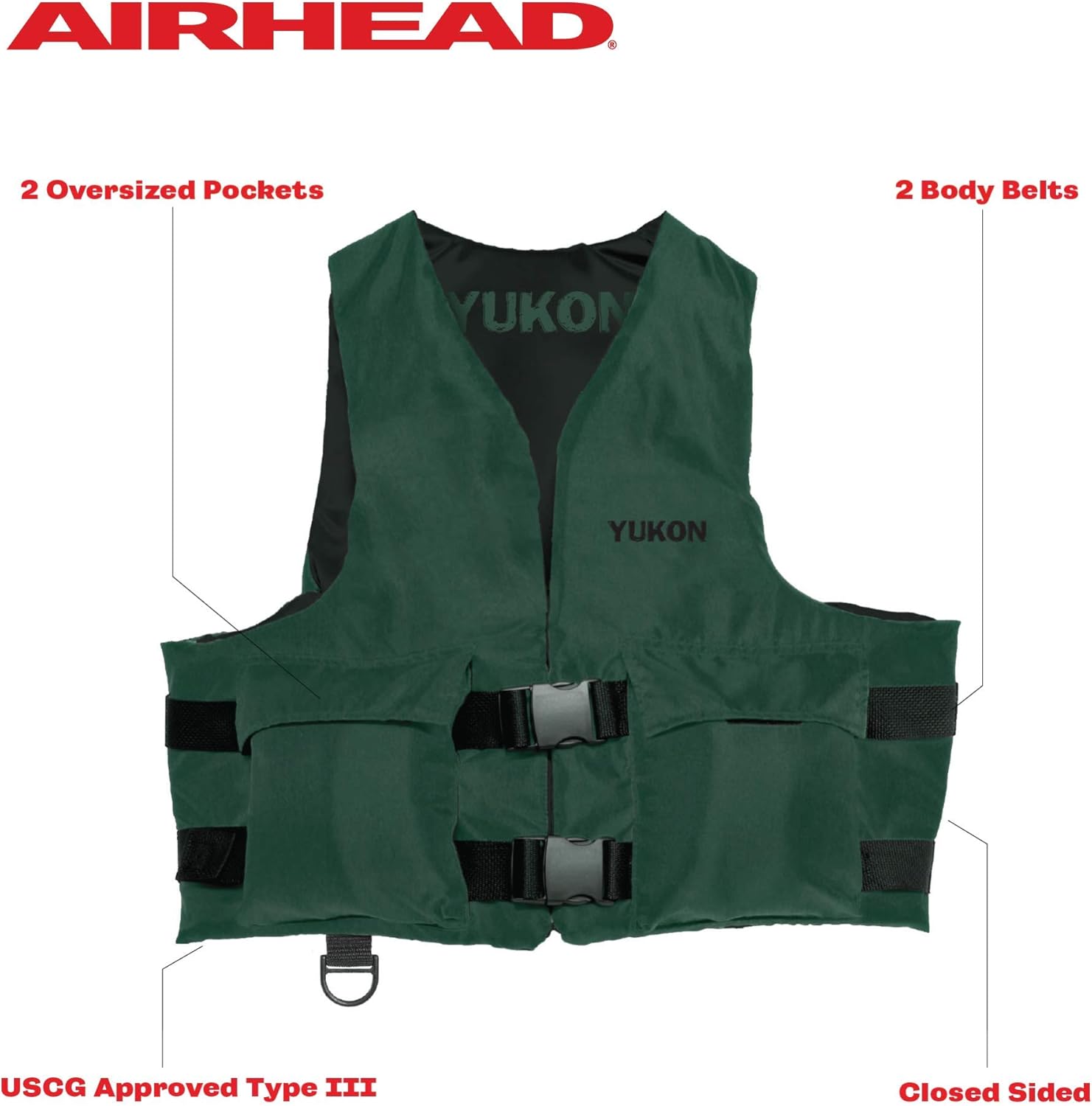 Airhead Adult Sportsman life vest with pockets-Large/XX-Large, Camo : Everything Else