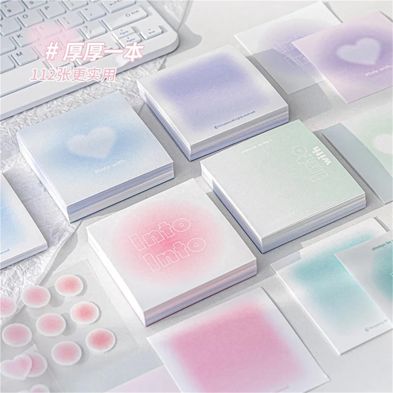 Foglietti adesivi per appunti, note sfumate, carta per scrapbooking, diario, cancelleria, colore blu