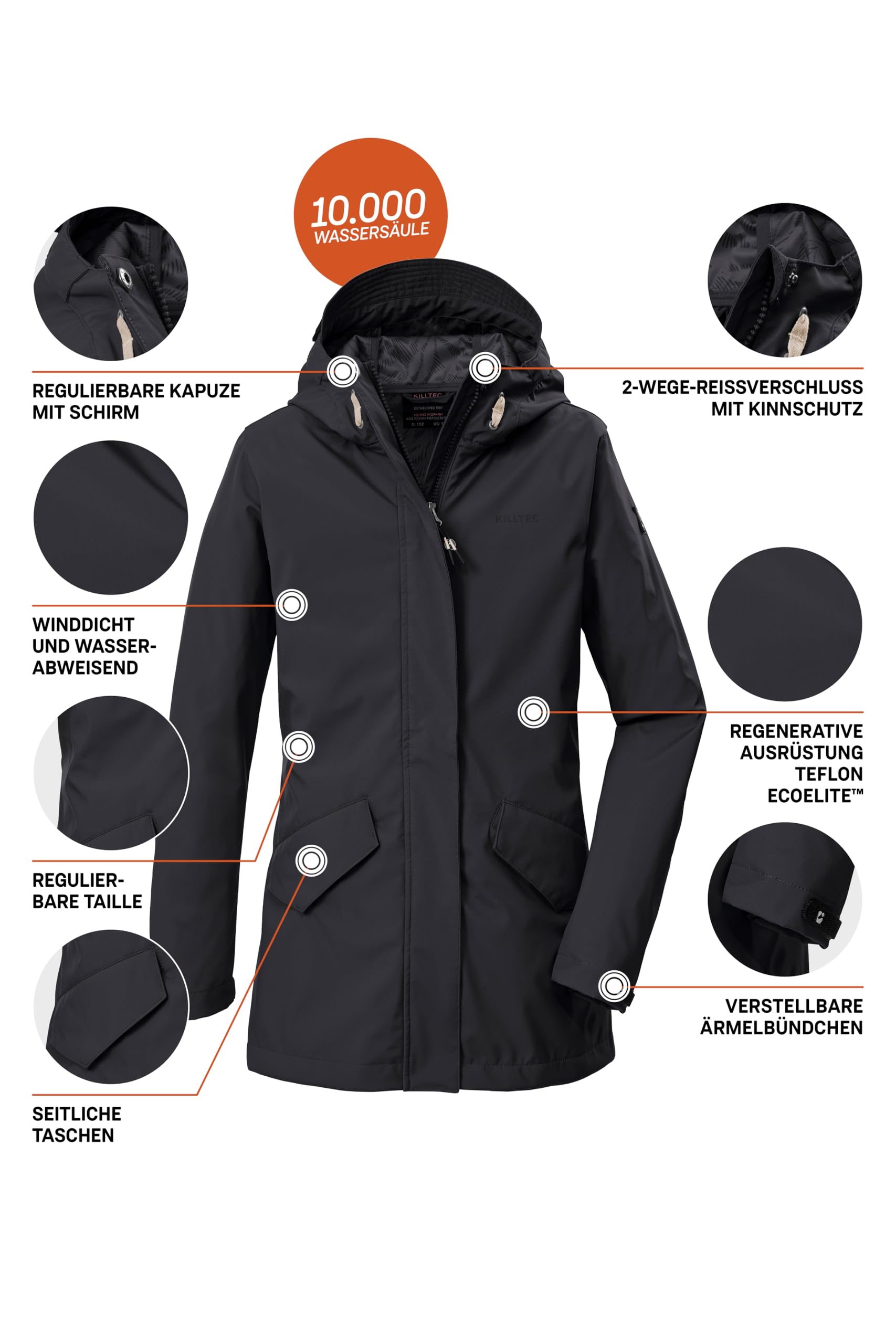 Killtec Mädchen Kos 120 Grls Sftshll Prk Softshellparka/Parka mit Kapuze und Taillenregulierung