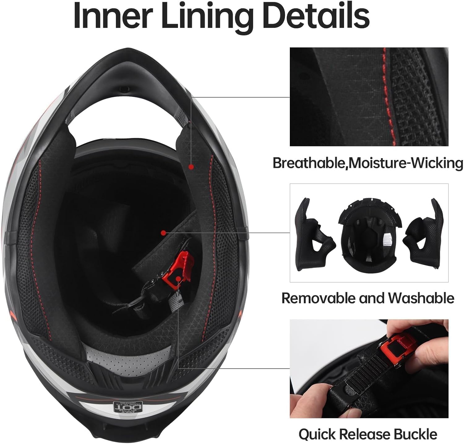 Full Face Motorcycle Helmet - DOT Certified, Lightweight, Dual Visor, Ventilated - for Adults Men & Women