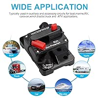 Vista 7 de Generic Disyuntor impermeable de 50 amperios, portafusibles, disyuntor de audio, con reinicio manual, 12V-48V CC, 30A-300A, para sistema de audio