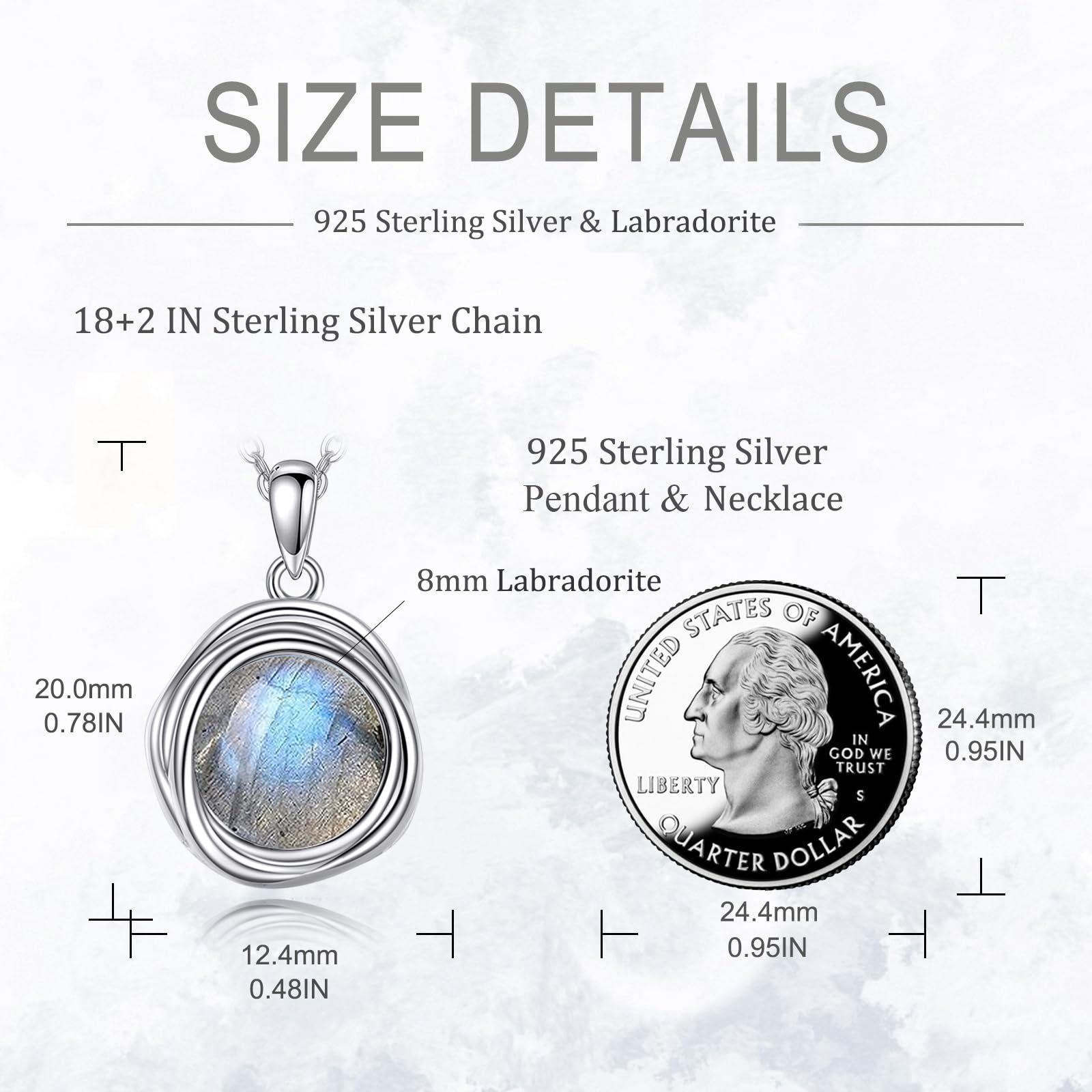 POPLYKE Labradorit-Kette Damen 925 Sterlingsilber Labradorit-Schmuck Geschenke für Sie