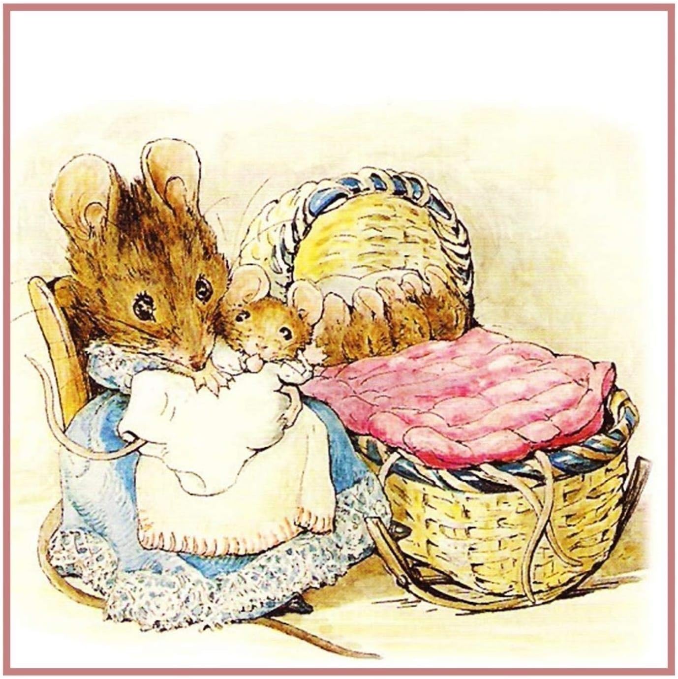 Hunca Munca and Her Babies nspired by Beatrix Potter Counted Cross Stitch Pattern