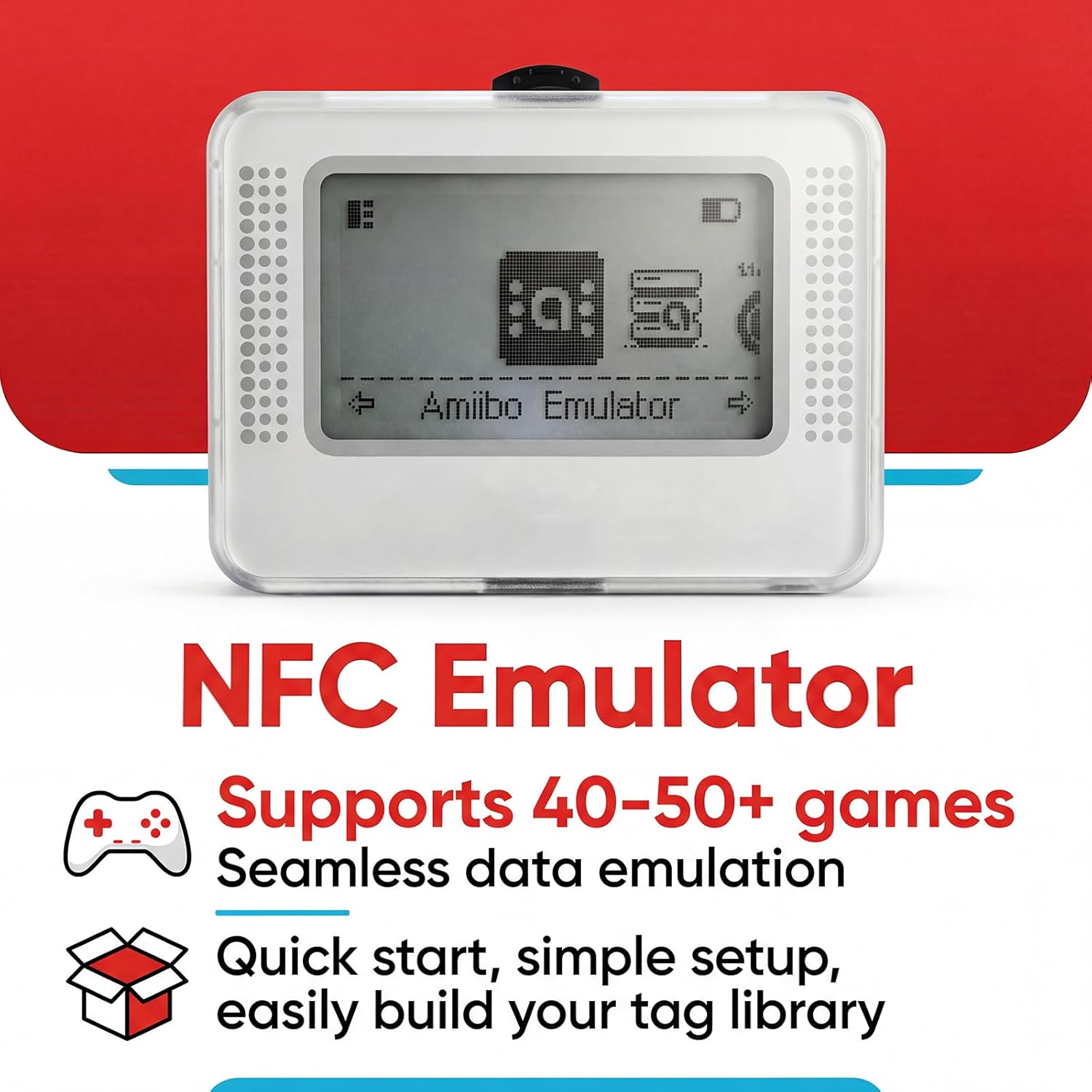 Smart NFC Emulator with 1.2" OLED, 3000 Tag Slots & USB-C — Multi-Platform Compatible for Switch/3DS/Wii U* — Fast Profile Switching, Rechargeable, Portable Organizer for NFC Tags (Not Affiliated)