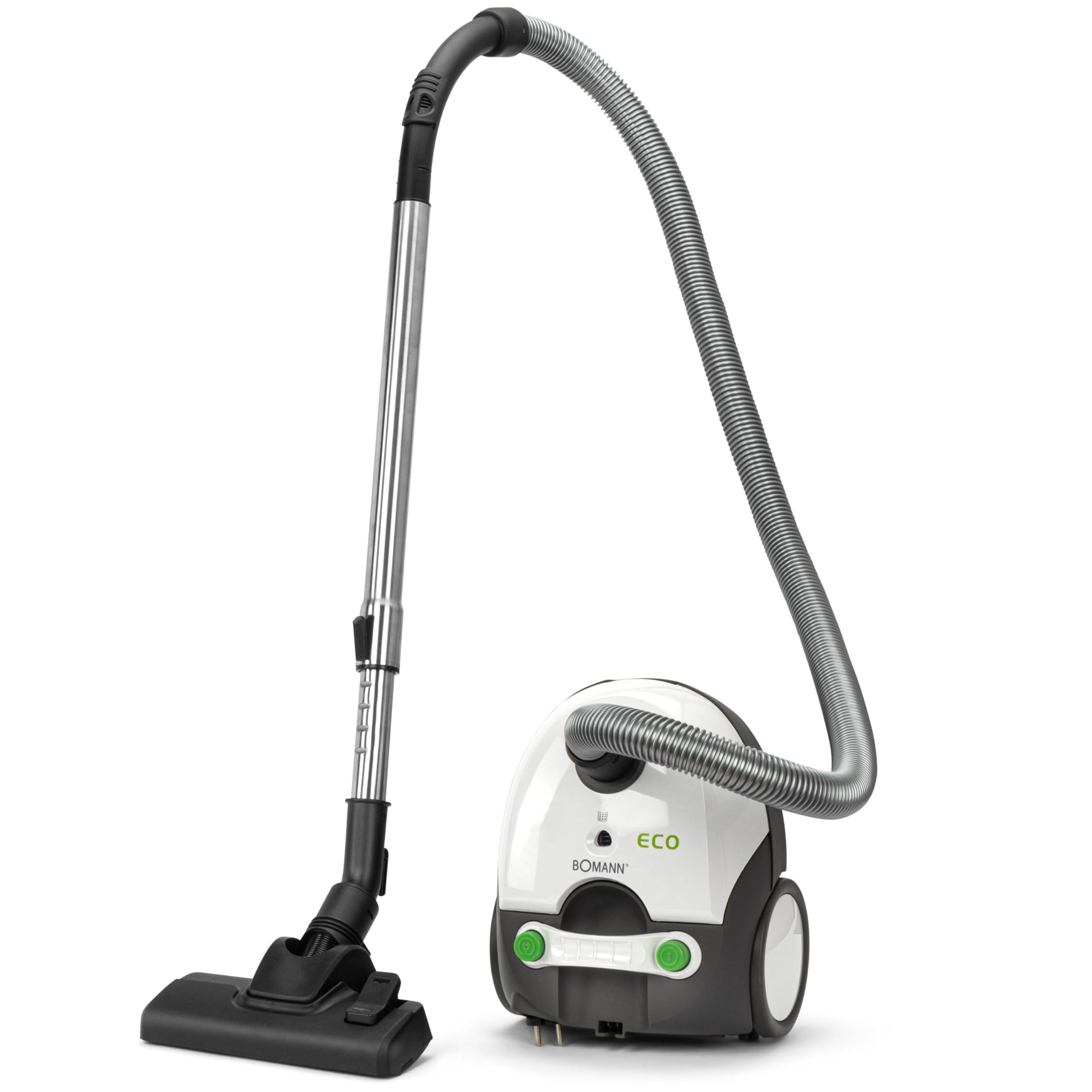 Bomann Aspirateur Traîneau avec Sac 700 W BS 9019 CB, Blanc et Gris | avec sac, tube télescopique acier inoxydable, micro-filtre, silencieux, accessoires inclus