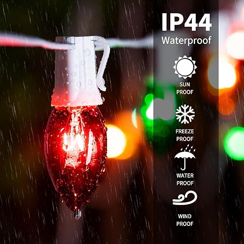 Miniatura 5 de Brightown Carrete comercial de 250 pies C9 de Navidad a granel, juego de enchufes de luz C9 con espacio de 12 pulgadas, cable de luces de techo de