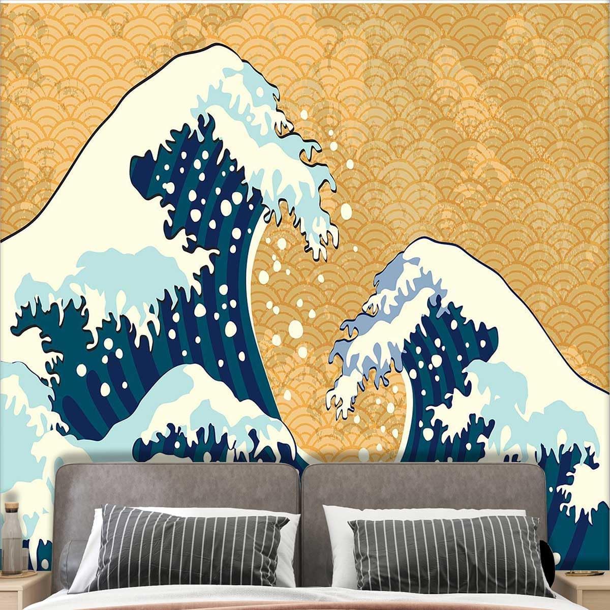 ZYMECH Japanese Wave Stick and Peel Wallpaper Customize Peel and Stick ...