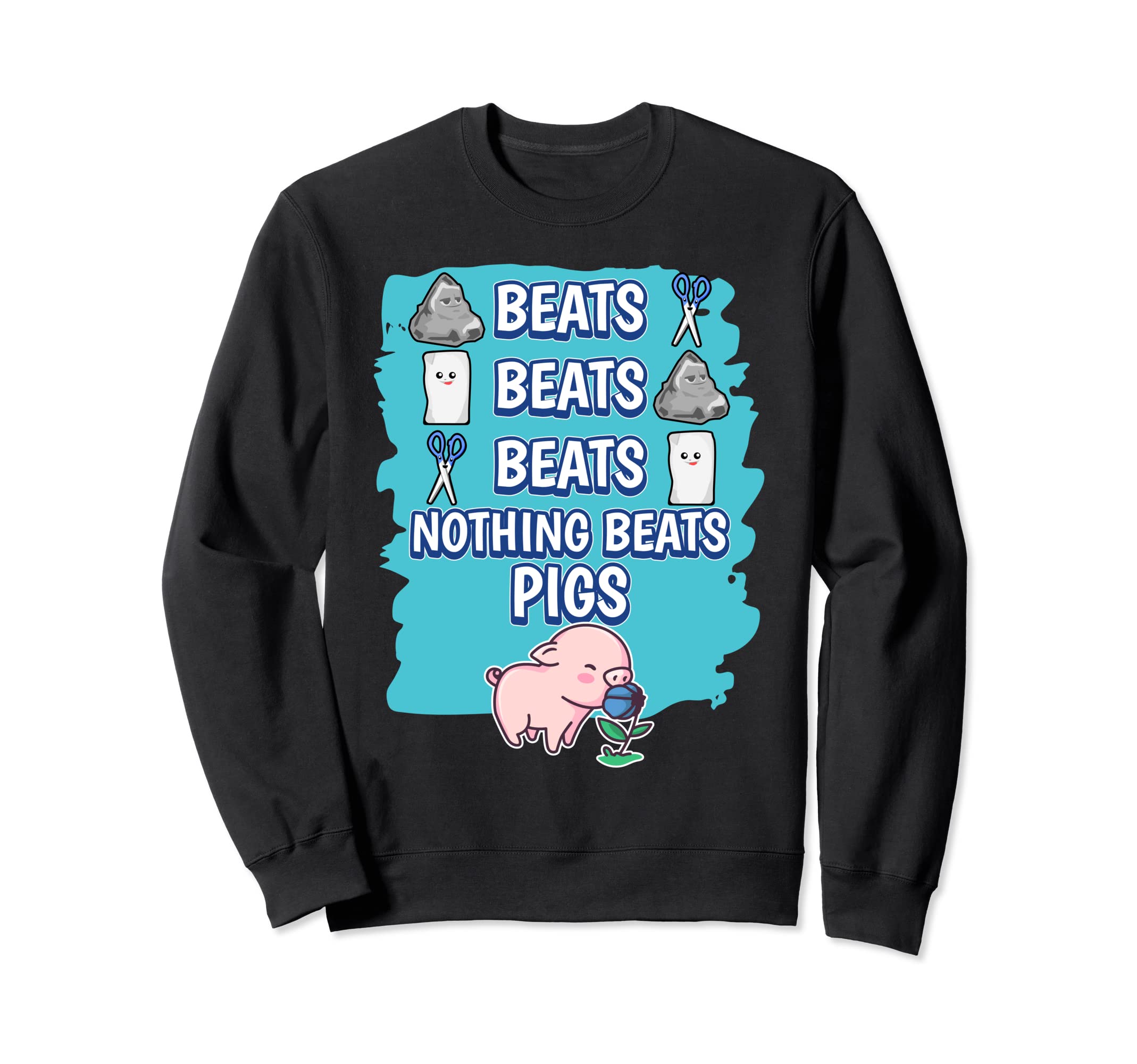 Nothing Beats Pigs Rock Paper Scissors Game Pig Sweatshirt, Black