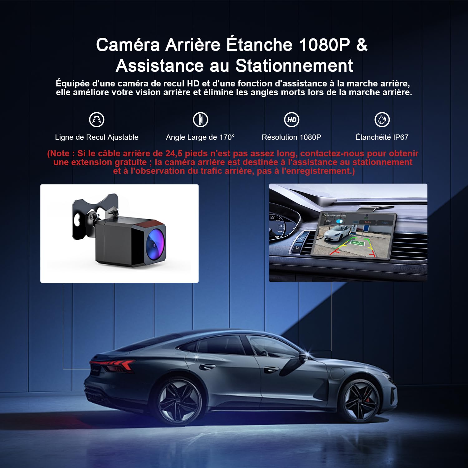 Avylet Écran Portable 8" Apple CarPlay & Android Auto, Tactile 1440x900 | support magnétique,Caméra de Recul 1080p, Bluetooth, Navigation，aGPS, Contrôle Vocal Google/Siri, AUX/FM, Mirror Link, OTA