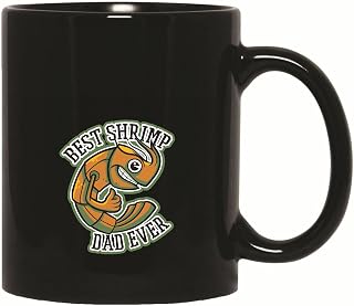 Gift for Pet Loving Dads Best Shrimp Dad Ever Caption 11oz 15oz Black Coffee Mug