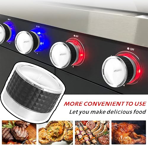 Miniatura 8 de Pomos de control de parrilla de gas, perillas de repuesto para quemador de gas, interruptor giratorio cromado con agarre antideslizante, pomos de