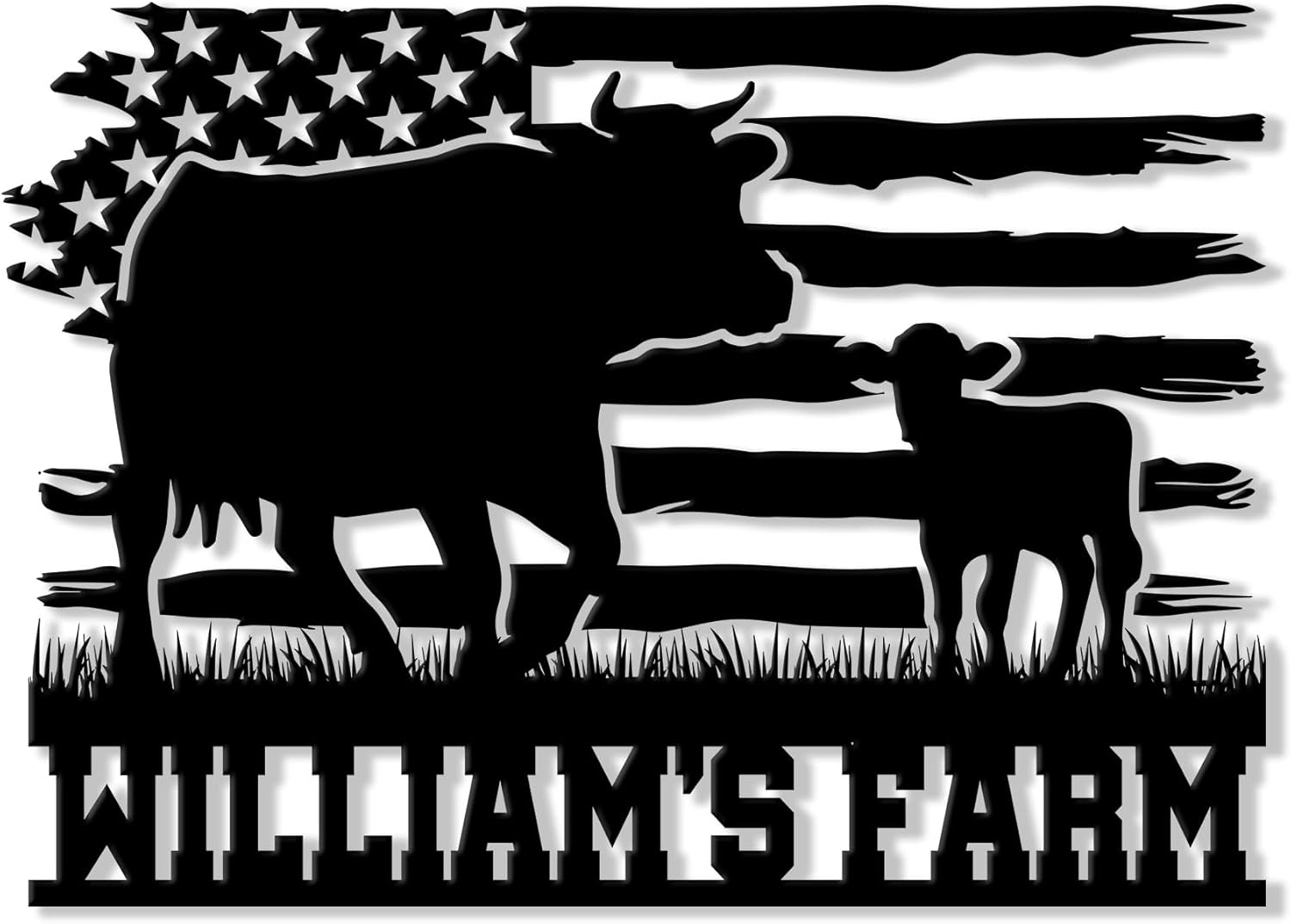 Custom Cow Metal Sign – Personalized Name Farmhouse Wall Decor for Barn, Yard, Porch, Fence, or Kitchen – Rustic Gift for Farmer, Mom, Dad, or Family on Birthday or Country Celebration