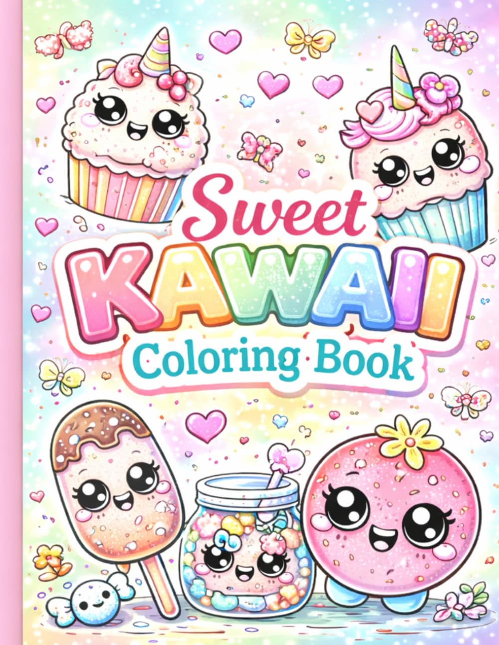 Sweet Kawaii Coloring Book: Super Cute Kawaii Desserts & Candy Coloring Book for Kids and Adults
