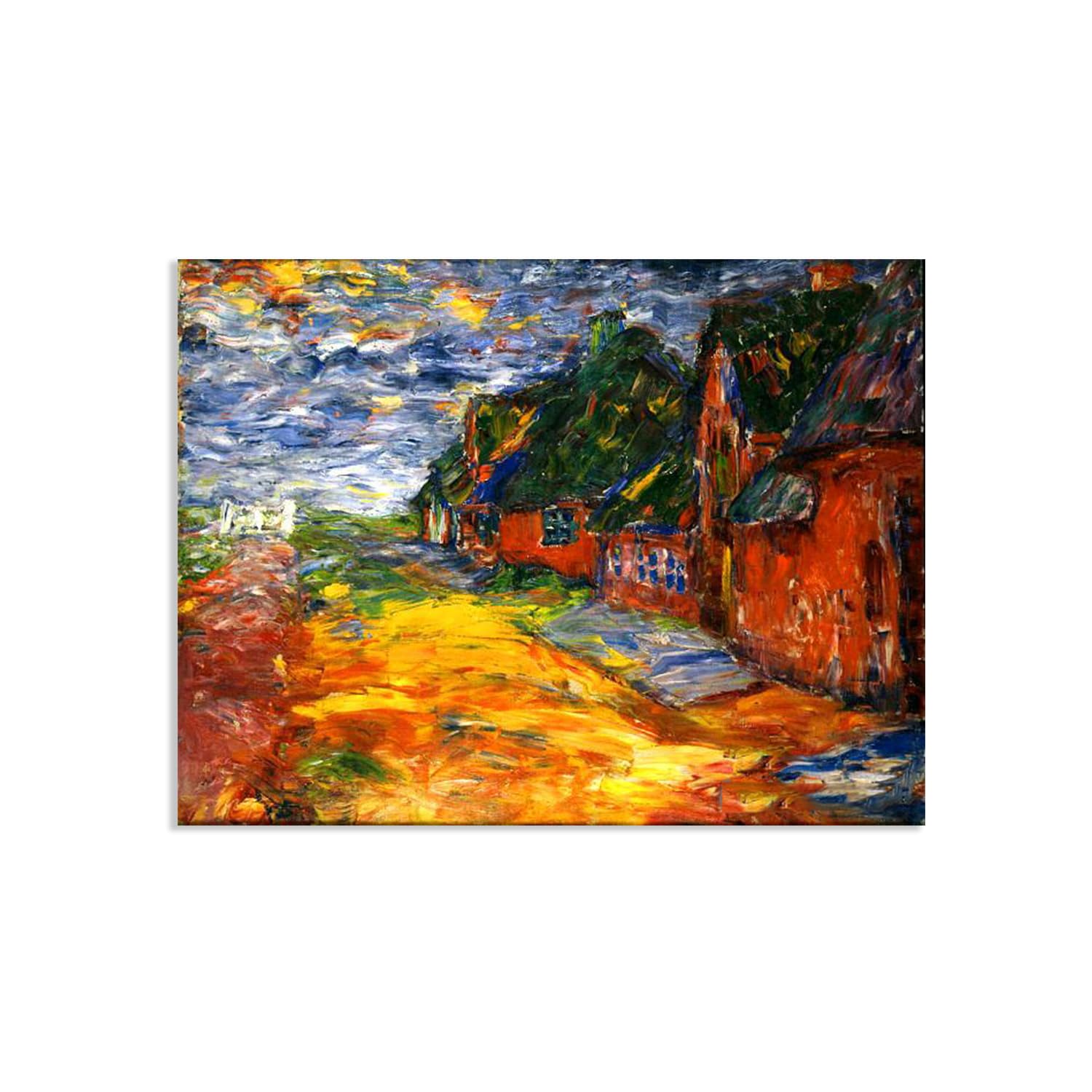 RXNHGJDS Emil Nolde Seascape Canvas Wall Art Frisian Houses Abstract Reproductions Coastal Expressionism Artwork Wall Decor for Living Room Bedroom Office Home Decor110x80cm(43x31in) Frameless