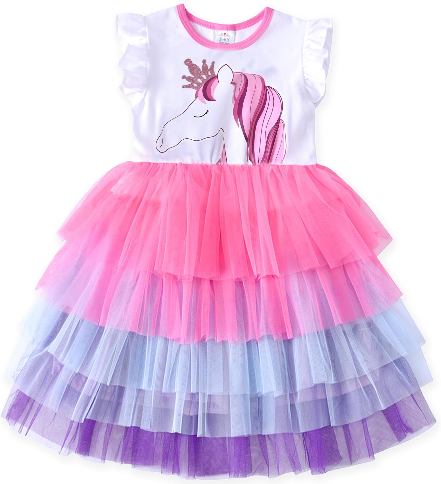 Toddler Flower Girl Dress Summer Sleeveless Polyester Tutu Dresses for Girls 3-7 Years, Knee-Length