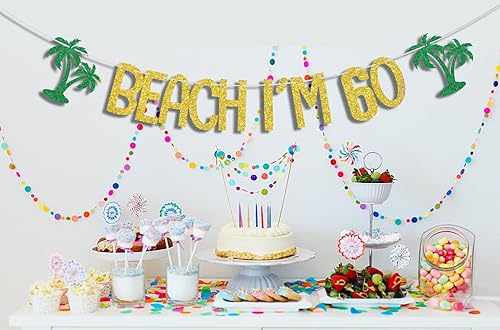 Miniatura 4 de Cartel de playa con texto en inglés "I'm 60", decoraciones de feliz cumpleaños 60, directamente fuera de 1963, decoraciones de fiesta de piscina de