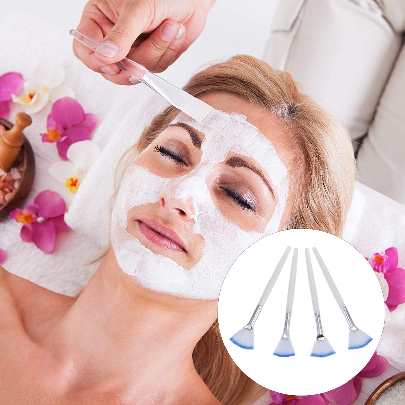 minkissy 2sets Sleeping Mask Brush Reusable and Easy to Clean Facial Mask Applicator Brush for Skincare 4pcs*2