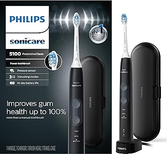 Sonicare Philips ProtectiveClean 5100 Gum Health, Rechargeable Electric Power Toothbrush, Black, HX6850/60